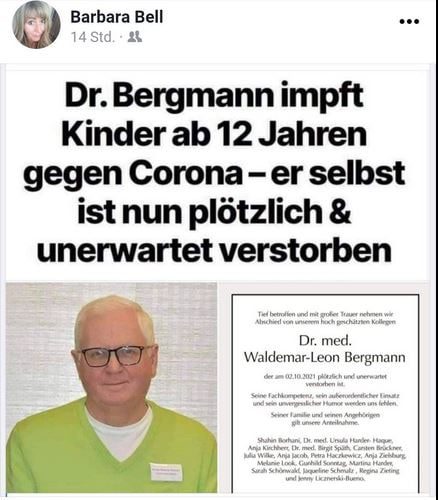 Dr. Bergmann impft Kinder ab 12 Jahren gegen Corona - er selbst ist nun plötzlich und unerwartet verstorben