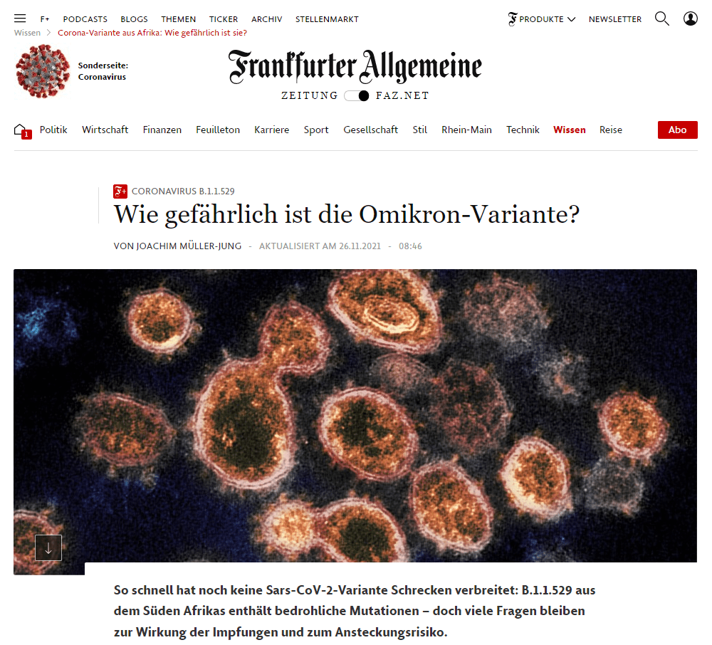 So schnell hat noch keine Sars-CoV-2-Variante Schrecken verbreitet: B.1.1.529 aus dem Süden Afrikas enthält bedrohliche Mutationen – doch viele Fragen bleiben zur Wirkung der Impfungen und zum Ansteckungsrisiko.

In der Region Gauteng mit den Städten Pretoria und Johannesburg ist die Zahl der neu registrierten Infektionen exponentiell gestiegen und macht schon neunzig Prozent der zuletzt entdeckten Viren aus. Allerdings ist die Gesamtzahl mit um die tausend erfassten B.1.1.529-Infektionen immer noch relativ klein. Mit den neuen Gensequenzierungsarbeiten entdecken Wissenschaftler inzwischen neue Varianten viel schneller. Es könnte sich demnach also auch um einen „Gründereffekt“ handeln – also, dass sich die Viren bislang vor allem in Gegenden mit wenig geimpften Menschen ausbreiten.