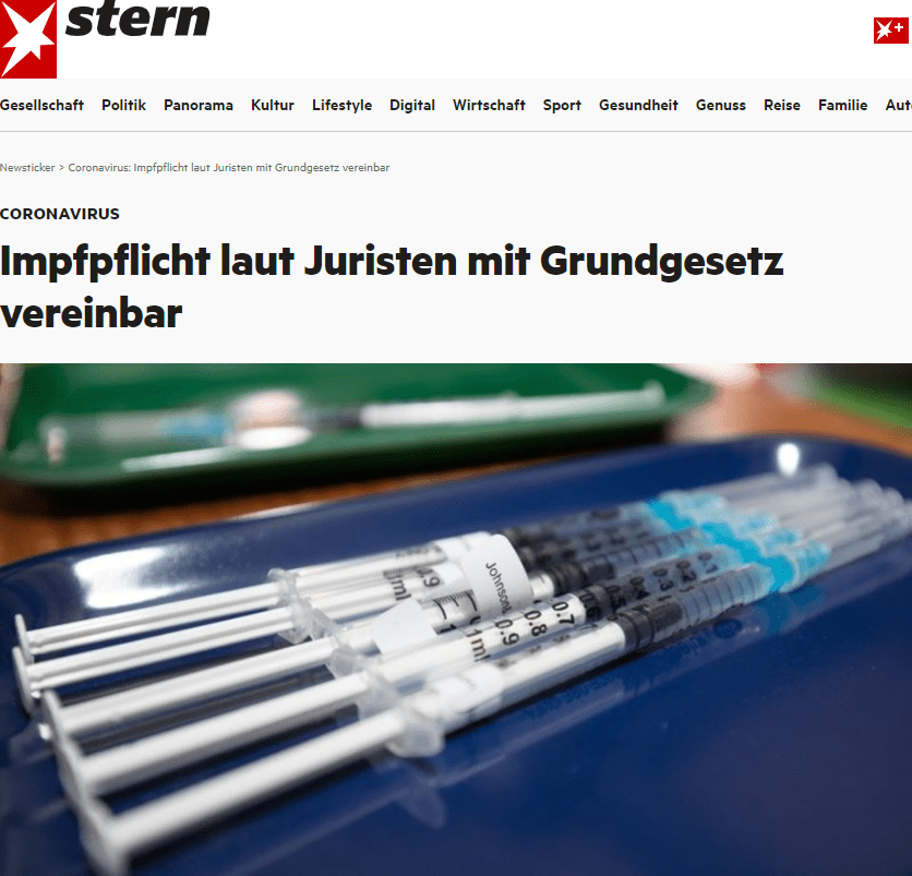 Renommierte Juristen halten sie mit für vereinbar mit dem Grundgesetz. In Österreich soll die Impfpflicht im Februar kommen. Mehrere deutsche Ministerpräsidenten sprechen sich ebenfalls dafür aus.

Die Regierungschefs von Baden-Württemberg und Bayern, Winfried Kretschmann (Grüne) und Markus Söder (CSU) schrieben in einem gemeinsamen Gastbeitrag für die «Frankfurter Allgemeine Zeitung»: «Eine Impfpflicht ist kein Verstoß gegen die Freiheitsrechte. Vielmehr ist sie die Voraussetzung dafür, dass wir unsere Freiheit zurückgewinnen.» Im ZDF-«heute journal» machte Kretschmann deutlich, dass er dies für verfassungskonform hält. Vor einigen Jahrzehnten habe es bereits eine Impfpflicht in Deutschland gegeben - und aktuell in abgeschwächter Form auch bei Masern.

Debatte um allgemeine Impfpflicht
Zustimmung kam auch von den CDU-Regierungschefs Volker Bouffier aus Hessen, Daniel Günther aus Schleswig-Holstein und Reiner Haseloff aus Sachsen-Anhalt. NRW-Ministerpräsident Hendrik Wüst (ebenfalls CDU) mahnte eine gründliche Prüfung an.

Bremens Bürgermeister Andreas Bovenschulte (SPD) sagte, eine Impfpflicht käme zu spät, um die vierte Corona-Welle zu stoppen, könne aber «für die Zukunft mit Blick auf die bundesweite Situation sicherlich» nicht ausgeschlossen werden. Dagegen stellten sich Saarlands Ministerpräsident Tobias Hans, der geschäftsführende Gesundheitsminister Jens Spahn (beide CDU) oder FDP-Fraktionsvize Michael Theurer.

Juristen: Impfpflicht mit Grundgesetz gedeckt
Eine allgemeine Impfpflicht gegen das Coronavirus wäre nach Ansicht des Staatsrechtlers Ulrich Battis vom Grundgesetz gedeckt. «Eine solche allgemeine Impfpflicht ist durchaus vertretbar - und zwar, um das Leben anderer Menschen zu schützen», sagte der Rechtswissenschaftler von der Berliner Humboldt-Universität der «Neuen Osnabrücker Zeitung». Battis verwies auf Artikel 2 des Grundgesetzes, der den Schutz des Lebens anderer Menschen festlegt. «Das Grundrecht auf körperliche Unversehrtheit, das ebenfalls der Artikel 2 festschreibt, hat dahinter zurückzutreten.»

Der Saarbrücker Pharmazie-Professor Thorsten Lehr sagte «RTL direkt», im nächsten Frühjahr führe kein Weg an einer Impfpflicht vorbei. Sie könne die Lage «schlagartig» ändern. «Das Ende der Pandemie liegt mit der Impfpflicht in unseren Händen.» Der Verwaltungsrechtler Hinnerk Wißmann von der Universität Münster sagte der «Welt», eine Impflicht sei das mildere Mittel, «wenn die Alternative ist, den freien Staat in Lockdown-Endlosschleifen abzuschaffen». Uwe Volkmann, Lehrstuhlinhaber für Öffentliches Recht an der Goethe-Universität Frankfurt, sagte, die «Eingriffstiefe» sei geringer als «die andernfalls erforderlichen gravierenden Freiheitseinschränkungen».

Impfpflicht - kein Impfzwang
Der Bielefelder Rechtsprofessor Franz C. Mayer sagte dem Redaktionsnetzwerk Deutschland: «Die Freiheit der Einzelnen endet da, wo Freiheit und Gesundheit anderer in Gefahr sind - das ist hier der Fall, wenn die Impfkampagne nicht gelingt.» Mayer machte klar, dass es um eine Impfpflicht und keinen Impfzwang ginge. Für Impfverweigerer seien ein Bußgeld oder gesetzliche Regelungen zum Verlust des Krankenversicherungsschutzes denkbar. Auch Ministerpräsident Kretschmann hält Bußgeld für möglich. Niemand werde im Gefängnis landen oder von der Polizei zum Impfen abgeholt.

Der Präsident des Deutschen Lehrerverbandes, Heinz-Peter Meidinger, sieht eine Impfpflicht als letztes Mittel an. Den Funke-Zeitungen sagte er mit Blick auf aktuelle Corona-Maßnahmen: «Wenn das alles nichts hilft und die allgemeine Impfquote nicht deutlich steigt, werden wir nach meiner persönlichen Überzeugung um eine allgemeine Impfpflicht nicht herumkommen, um endlich aus diesem Teufelskreis von Lockerungen und Lockdowns auszubrechen.»

Länder beraten über schärfere Corona-Regeln
An diesem Dienstag wollen mehrere Landeskabinette über schärfere Regeln beraten. In Bayern, Berlin und Brandenburg wollen die Landesregierungen entscheiden, auch in Niedersachsen soll eine neue Corona-Verordnung vorgestellt werden. Baden-Württemberg will voraussichtlich am Mittwoch bei allen Veranstaltungen in Kultur, Freizeit und Sport die Regel 2G plus einführen. Dann müssten auch Geimpfte und Genesene einen negativen Test vorweisen. Wie die Deutsche Presse-Agentur erfuhr, erweiterte die Regierung aus Grünen und CDU ihren Katalog für schärfere Maßnahmen.