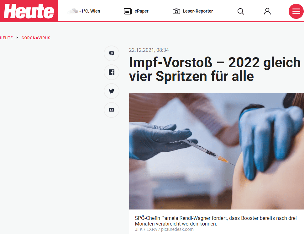 Vor dem Omikron-Krisengipfel der Regierung fordert Rendi-Wagner außerdem ein bundesweites Netzwerk, das Omikron-Verdachtsfälle analysieren könne. Bisher alle Bundesländer bis auf Wien kaum oder gar nicht auf Mutationen. Einen zentralen Überblick in Österreich gebe es nicht, so die SPÖ-Chefin: "Eine schnelle Sequenzierung nach einheitlichen Standards ermöglicht auch eine schnelle und gezielte Reaktion."

Bis zu vier Impfungen im Jahr möglich
Zur Impfung, die von einem Mindestabstand von derzeit vier auf nun drei Monaten verkürzt werden soll – geht es nach den Wünschen der SPÖ-Chefin – sagt Rendi-Wagner, dass es darum gehe, "möglichst viele Menschen noch vor der großen Omikron-Welle gegen eine Erkrankung schützen zu können".

Die europäische Arzneimittelbehörde EMA sehe eine solche Zeitverkürzung bereits als Möglichkeit vor, heißt es. Heißt: Wer sich mit 1. Jänner seine Booster-Impfung holt, könnte im Jahr 2022 bis zu vier Mal geimpft werden.