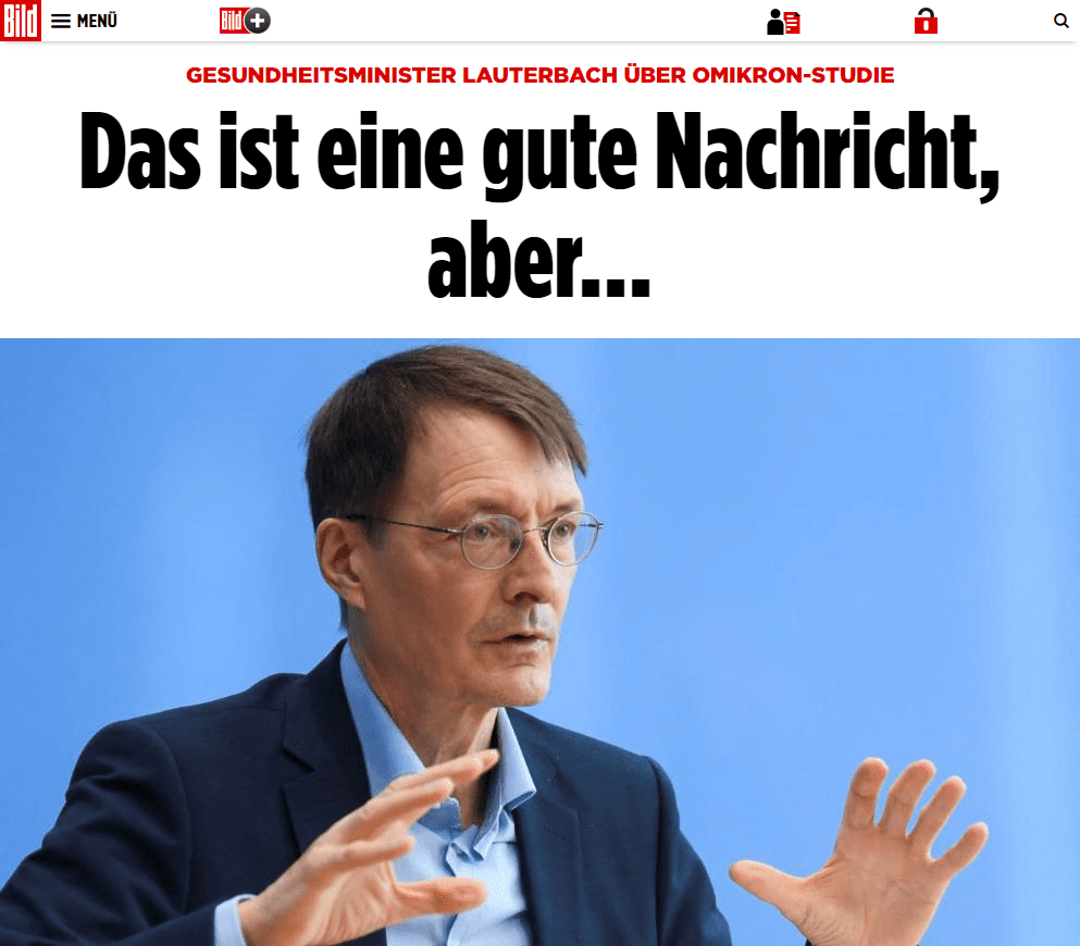 Dazu erklärt Bundesgesundheitsminister Karl Lauterbach (58, SPD) gegenüber BILD: „Das Ergebnis der englischen Studie von Neil Ferguson ist eine gute Nachricht. Dass eine Infektion mit Omikron oftmals zu deutlich milderen Verläufen führt als Delta, ist sehr bedeutsam.“

Da die Übertragbarkeit der Omikron-Variante höher ist, sieht Lauterbach dennoch keine Entspannung der Corona-Lage. „Es wäre ein großer Fehler zu glauben, dass eine Variante, die möglicherweise um 30 Prozent weniger schwer verläuft, keine Gefährdung für die Menschen und unser Gesundheitssystem darstellt“, so der Gesundheitsminister.

„Denn die Omikron-Variante ist so viel ansteckender, dass das große Problem weiterhin bestehen bleibt. Wir haben es mit einer Herausforderung zu tun, die wir bisher noch nicht hatten.“

Das wichtigste Instrument im Kampf gegen die Omikron-Welle sieht Karl Lauterbach weiterhin in der Booster-Impfung. „Wir haben aktuell die schnellste Booster-Kampagne Europas“, so der Gesundheitsminister. „Niemand in Europa erreicht ein Booster-Tempo wie Deutschland. Darin sehe ich die große Hoffnung, die schweren Verläufe abzufangen.“

Bis zum nächsten Corona-Gipfel verspricht Lauterbach, über ein deutlich besseres Bild der Omikron-Welle zu verfügen. „Wir nehmen alle wissenschaftlichen Erkenntnisse in unsere Lagebewertung auf und werden bei der nächsten Ministerpräsidentenkonferenz am 7. Januar ein ganzes Stück weiter sein.“