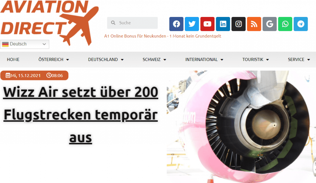 Wizz Air kürzt allerdings auch in der Balkan-Region, in der man traditionell besonders stark ist. Betroffen sind fast alle Airports, die man im Streckennetz hat. Zum Teil kommt es zur Reduktion der Frequenzen und teilweise werden Routen im ersten Quartal des Jahres 2022 pausiert. Hintergrund dürfte auch die unklare Lage bezüglich der Omikron-Variante des Coronavirus‘ sein, denn auch andere Fluggesellschaften melden einen stark spürbaren Rückgang der Nachfrage.

Am Standort Wien kommt es zusätzlich zu den bereits bekannten Nicht-Aufnahmen bzw. Pausierungen zur Aussendung der nachstehenden Ziele: Köln/Bonn, Dortmund, Eindhoven, Kharkiv, Larnaka, Nizza, Nis, Palma de Mallorca, Podgorica, Stockholm-Skavsta, Thessaloniki, Tuzla und Varna.  Ein kleiner Teil wird jedoch kurzfristig zwischen Weihnachten und Neujahr bedient, beispielsweise Köln/Bonn.