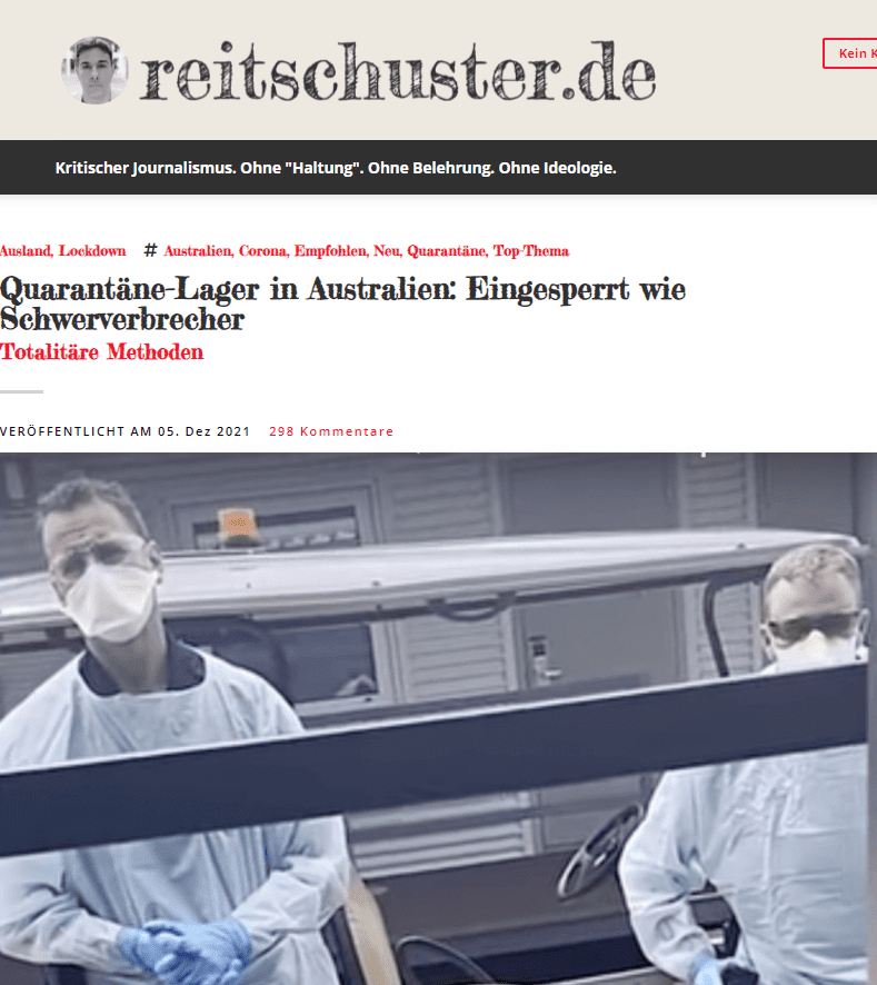 Die junge Frau erzählt ihre Geschichte: „Die Polizisten blockierten den Weg, auf dem ich gelaufen bin, ich fragte, was ist hier los, ich fragte:  ‚Testen Sie mich auf Covid?‘ Sie sagten: ‚Nein, wir nehmen Dich mit, Du kommst nach Howard Springs, so der Name des Quarantäne-Lagers. Ich sagte Ihnen: ‚Ich bin damit nicht einverstanden, warum kann ich nicht zu Hause in Selbstisolation gehen? Wie viele andere Menschen?‘ Sie antworteten, sie hätten die Anweisung von oben, wo sie mich hinbringen sollten. Und basta!“
 
Das Lager mit bis zu 2000 Insassen in einer früheren Goldmine unweit von Darwin besteht aus vielen kleinen, barackenartigen Gebäuden, in denen die Insassen in kleinen, spartanisch eingerichteten Zimmern untergebracht sind. Die Zimmer haben jeweils eine kleine Veranda, auf der gelbe Striche den sehr engen Bewegungsraum abgrenzen. Selbst eine Unterhaltung mit anderen Insassen ist verboten, auch mit Abstand und Maske. In solche Lager werden positiv Getestete gebracht, und auch Menschen, die aus Risikogebieten einreisen. Auch Reisende innerhalb der australischen Bundesländer müssen bei unglücklicher Konstellation damit rechnen, hier eingesperrt zu werden – auf eigene Kosten, für 1.500 Dollar für zwei Wochen. So lange beträgt die übliche Zeit der Freiheitsberaubung. 
 
Medien berichten von massiven Problemen in den Lagern: Schwangere Frauen haben demnach stundenlang auf Nahrung warten müssen, Allergiker wurden nicht entsprechend ihrer Allergie verpflegt. In Medienberichten wurde sogar die Frage aufgeworfen, ob man die Quarantäne-Lager nicht besser in der Wüste errichten sollte.
 
Offiziell sind die Insassen keine Häftlinge. Es gibt aber einen Zaun um das Lager, der auch von Polizisten bewacht wird. Die Insassen dürfen keinen Besuch empfangen. Das eigenständige Kochen ist nicht erlaubt, ebenso wenig Alkohol. Auch Gegenstände wie Spielzeuge oder Bälle und Fahrräder dürfen nicht mitgenommen werden. 
In den nördlichen Territorien gab es mehrere Ausbrüche unter Aborigines: Die australischen Ureinwohner leben oft in Armut, sind isoliert, wohnen in engen Verhältnissen und lassen sich seltener impfen. Um sie zu schützen, so die Begründung, werden nun positiv getestete Bewohner der Gegend ebenfalls zentral quarantänisiert, ebenso Kontaktpersonen dieser positiv Getesteten. In diese Lager verbracht werden sie unter anderem mit Armee-Lastern, denn die Armee leistet hier Amtshilfe. Selbst Pakete von außen oder persönliche Gegenstände sind verboten. Das Gepäck der Insassen wird bei der Einlieferung untersucht. 

Selbst in normalen Gefängnissen haben die Insassen in der Regel mehr Bewegungsfreiheit als die Insassen des Quarantäne-Lagers. Kommt es zu einem Ausbruch, gibt es größere Aktionen als in manchen anderen Ländern bei Gefängnis-Ausbrüchen. Die Polizei errichtet Absperrungen und Straßensperren, in den lokalen Fernsehsendern gibt es Fahndungsmeldungen. Kritiker sprechen von regelrechten Menschenjagden. Und das, obwohl Polizeipräsident Jamie Chalker bei in einem solchen Fall gefassten „Ausbrechern“ erklärte, sie seien keine Gefangenen. Frei nach Orwell: Unfreiheit ist Freiheit. Im konkreten Fall handelte es sich um drei Jugendliche, offenbar Aborigines, also Ureinwohner, die möglicherweise mit der völligen Isolation, Einsamkeit und dem Eingesperrt-Sein nicht zurechtkamen. 

Was da in Australien geschieht, erinnert an eine Dystopie. Es fehlen einem die Worte, um es zu kommentieren. Ein Staat behandelt seine eigenen Bürger wie Schwerkriminelle. Längerfristig wird dieser Wahnsinn in meinen Augen die Demokratie zersetzen und weitaus größeren Schaden anrichten als das Corona-Virus.