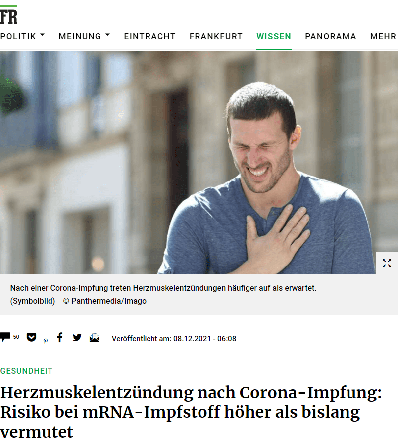 Nach einer Corona-Impfung mit einem mRNA-Impfstoff ist vor allem bei Männern und männlichen Jugendlichen das Risiko einer Herzmuskelentzündung leicht erhöht.

Frankfurt – Der mRNA-Impfstoff des US-Herstellers Moderna wird seit Freitag (05.11.2021) in Island überhaupt nicht mehr eingesetzt, gab die Gesundheitsdirektion des Landes auf ihrer Website Covid.is bekannt. In Schweden und Finnland soll der Corona-Impfstoff vorerst nicht mehr an unter 30-jährige Menschen verabreicht werden, in Norwegen und Dänemark nicht mehr an unter 18-jährige männliche Jugendliche.

In Großbritannien, Hongkong und Norwegen gibt es laut einem Bericht der „New York Times“ zudem Überlegungen, auch den mRNA-Impfstoff von Biontech/Pfizer bei Jugendlichen nur eingeschränkt zu verabreichen – konkret: nur eine Einzeldosis und keine Zweifachimpfung zu geben.

Wie hoch ist das Risiko einer Herzmuskelentzündung nach mRNA-Impfung gegen Corona?
So unterschiedlich diese Schritte im Detail sind, so gibt es doch einen gemeinsamen Hintergrund: Das Risiko einer Myokarditis, einer Herzmuskelentzündung, nach einer mRNA-Impfung gegen Corona scheint insbesondere bei männlichen Jugendlichen und jungen Männern höher als bislang gedacht – auch wenn diese Komplikation weiterhin ein seltenes Ereignis bleibt.

Betroffen ist vor allem das Vakzin von Moderna, Handelsname Spikevax, in etwas geringerem Maße auch Comirnaty von Biontech/Pfizer. Darauf deuten mehrere Studien hin, etwa eine im „New England Journal of Medicine“ publizierte Arbeit aus Israel, Berichte der kanadischen Gesundheitsbehörde Public Health Ontario und eine noch nicht veröffentlichte „Nordische Studie“ aus Skandinavien.

So zitiert die Nachrichtenagentur Reuters Mika Salminen, Direktor des finnischen Gesundheitsinstitutes, mit der Aussage, die „Nordic Study“ habe ergeben, dass unter 30-jährige, mit Spikevax geimpfte Männer ein leicht erhöhtes Risiko für eine Myokarditis hätten. Die Studie solle in einigen Wochen veröffentlicht werden und liege der Europäischen Arzneimittelagentur Ema bereits vor.

Corona-Impfung: Island setzt Einsatz von Moderna-Impfstoff aus
Island begründet das vorläufige komplette Aussetzen des Moderna-Impfstoffs mit einer insgesamt beobachteten erhöhten Inzidenz von Myokarditis und Perikarditis (Herzbeutelentzündung). In Island hatten Menschen, die mit dem Einmal-Dosis-Vakzin von Johnson & Johnson geimpft worden waren, eine zusätzliche Dosis ausschließlich des Moderna-Impfstoffs bekommen.

(Hintergrund ist der offenbar unzureichende Schutz des Johnson & Johnson-Impfstoffs vor der Delta-Variante, auch die deutsche Ständige Impfkommission empfiehlt deshalb jetzt eine zweite Impfung mit einem mRNA-Vakzin.) Außerdem hatten in Island ältere und immungeschwächte Menschen eine Booster-Impfung mit Spikevax von Moderna erhalten.

WHO sieht Zusammenhang von mRNA-Impfung und Herzmuskelentzündungen
Die bereits vorliegenden Berichte aus Israel und Kanada kommen zu dem Ergebnis, dass Herzmuskelentzündungen nach einer Covid-Impfung mit einem mRNA-Vakzin zwar sehr selten auftreten, aber doch deutlich häufiger als normalerweise zu erwarten wäre. In den meisten Fällen, zu etwa 70 Prozent, kam es binnen weniger Tage nach der zweiten Dosis zu der Komplikation.

Corona-Impfung: Herzmuskelentzündungen treten häufiger als normalerweise zu erwarten auf
Übereinstimmend ist auch die Beobachtung, dass vor allem junge Menschen betroffen sind, männliche Jugendliche und junge Männer weitaus stärker (sie machen etwa 80 Prozent der Fälle aus) als Mädchen und junge Frauen. Die Gründe für diese Geschlechter-Ungleichheit sind allerdings noch nicht bekannt.

In der israelischen Studie traten die meisten Fälle in der Altersgruppe von 16 bis 19 auf, im Bericht aus Kanada zeigten sich die 18- bis 24-Jährigen am stärksten gefährdet. Allerdings lassen sich beide Studien nur bedingt vergleichen, da in Israel nur der Impfstoff von Biontech/Pfizer zum Einsatz kam. In der kanadischen Arbeit werden die Myokarditis-Risiken nach Corminaty und Spikevax vergleichend betrachtet.

Der Bericht von Public Health Ontario für den Zeitraum vom 13. Dezember 2020 bis zum 7. August 2021 erfasst demnach in der am stärksten betroffenen Altersgruppe der 18- bis 24-Jährigen für den Impfstoff von Moderna nach der zweiten Dosis 263,2 Fälle pro eine Million Dosen. Bei Biontech/Pfizer sind es 37,4 Fälle pro eine Million Dosen.

Herzmuskelentzündung nach Corona-Impfung: „Mehr als doppelt so hohes Risiko“
Für die Studie aus Israel mit dem Titel „Myocarditis after BNT162b2 mRNA Vaccine against Covid-19“ wurde der Zeitraum von Dezember 2020 bis Mai 2021 betrachtet, in dem dort rund fünf Millionen geimpft wurden. Das israelische Gesundheitsministerium erfasste in dieser Zeit 136 Fälle „von definitiver oder wahrscheinlicher Myokarditis“, die in zeitlicher Nähe zur Impfung aufgetreten waren. Das sei ein „mehr als doppelt so hohes Risiko wie bei ungeimpften Personen“.

Etwa einer von 6637 männlichen Geimpften und eine von 99 853 weiblichen Geimpften im Alter zwischen 16 und 19 Jahren hätten „sicher oder wahrscheinlich“ eine Myokarditis innerhalb von 21 Tagen nach der zweiten Impfung entwickelt. In drei von vier Fällen soll die Herzmuskelentzündung mild verlaufen sein.

Bei Herzmuskelentzündung nach Covid-19-Impfung oft milde Verläufe
Warum der Impfstoff von Moderna in stärkerem Maße als der von Biontech/Pfizer zu Herzmuskelentzündungen führt, lässt sich erahnen, jedoch noch nicht belegen: Spikevax enthält 100 Mikrogramm mRNA pro Dosis, Corminaty 30 Mikrogramm. Weil beide Vakzine aber insgesamt nicht identisch zusammengesetzt sind, lässt es sich nicht so einfach vergleichen – auch wenn die Annahme, dass es mit der Menge zu tun hat, naheliegt.

Auf der „Habenseite“ für Moderna steht, dass die Schutzwirkung des Impfstoffs möglicherweise länger anhält als die anderer Vakzine. Herzmuskelentzündungen wurden schon vor Corona nach Impfungen beobachtet, allerdings nicht so häufig. Auch Covid-19 selbst kann, ebenso wie eine Influenza, eine Myokarditis nach sich ziehen.