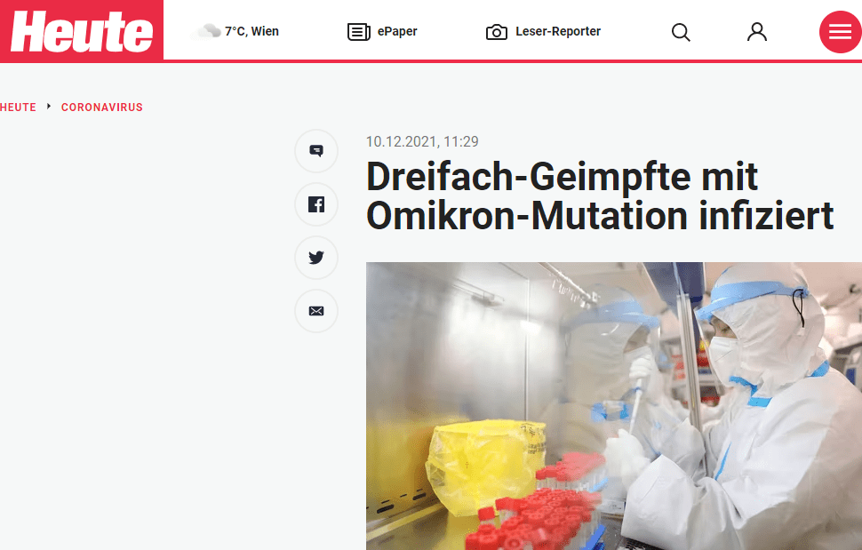 "Durchbruchsinfektionen gibt es sehr viele. Was wir nicht wussten ist, dass auch eine Booster-Impfung mit BioNTech/Pfizer das nicht verhindert", sagt der Virologe Wolfgang Preiser gegenüber dem "Tagesspiegel". Keiner der sieben Deutschen im Alter von 25 bis 39 Jahren hatte mit einem schweren Verlauf der Infektion zu kämpfen.

"Man kann jetzt natürlich sagen: Das sind doch ohnehin junge Leute", wird der Virologe in dem Bericht weiter zitiert. Jedoch könne man davon ausgehen, dass die Impfung einen schweren Verlauf verhindert habe. Das Forscherteam zieht jedenfalls folgendes Fazit:

"Vorsichtsmaßnahmen weiter einhalten"
Obwohl die Ergebnisse die Notwendigkeit einer Impfstoff-Anpassung unterstreichen, ist der Schutz vor schwerer Erkrankung nach einer Booster-Impfung wahrscheinlich intakt. Bis zu einem etwaigen angepassten Impfstoff sei die Booster-Impfung das einzige, das gegen Omikron helfe, so Preiser.

"Aber man muss sich bewusst sein, dass auch die eine Infektion nicht zu 100 Prozent verhindert. Sprich: Man muss die Vorsichtsmaßnahmen weiterhin einhalten", stellt der Virologe im Gespräch mit dem "Tagesspiegel".

