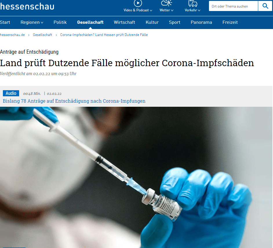 Ein Anspruch auf Entschädigung besteht nach Auskunft des Regierungspräsidiums jedoch nur dann, wenn die Beschwerden mehr als sechs Monate anhalten und mit hoher Wahrscheinlichkeit auf die Impfung zurückzuführen sind. Sämtliche Anträge befänden sich noch in der Prüfung. In keinem Fall sei bislang entschieden worden.

Bislang sind in Hessen rund 4,8 Millionen Menschen mindestens einmal geimpft worden. Demnach hat bisher einer von rund 60.000 Geimpften einen möglichen Impfschaden geltend gemacht. Bundesweit sind bis Mitte Januar bei rund 155,4 Millionen verabreichten Impfdosen etwa 1.200 Anträge auf Versorgungsleistungen nach möglichen Impfschäden gestellt worden. Dies entspricht statistisch einem Antrag je 127.500 Impfungen.

